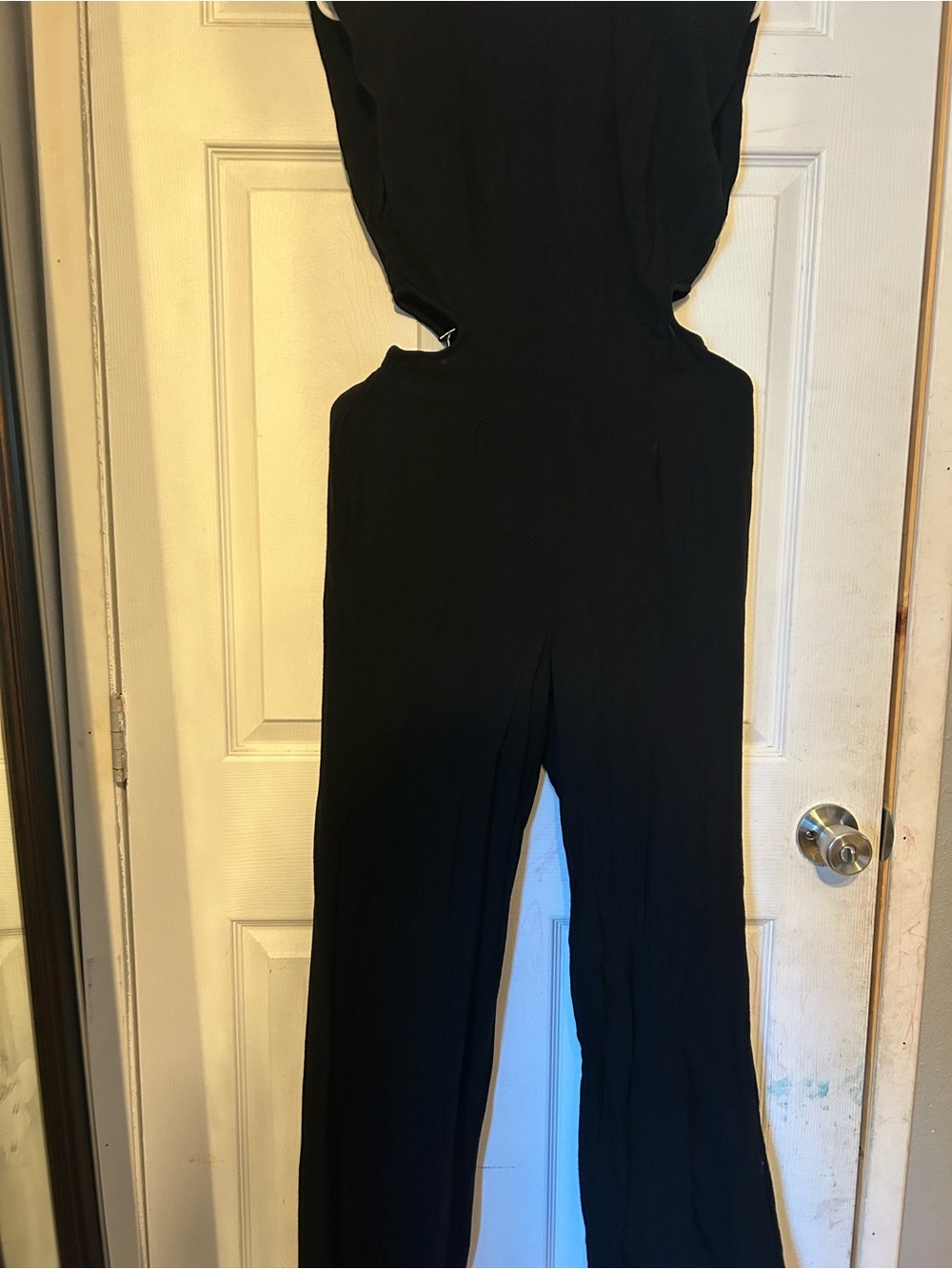 Women's Black Wide-Leg Open-Back Jumpsuit